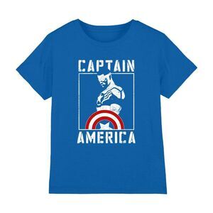 Captain America Childrens/Kids Stencil T-Shirt / Royal Blue